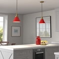 thumbnail image 4 of Evelyn&Zoe 8" Poppy Red/Brass Metal Pendant, 4 of 7