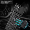 thumbnail image 3 of Ring Kickstand Design Phone Case Camera Slide Cover Pc + Tpu Drop-proof Hybrid Phone Protector For Realme 8i/narzo 50 4g - Black, 3 of 4
