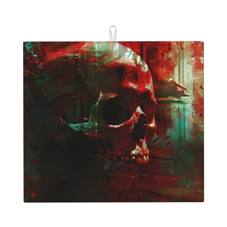

Matuu Red Dark Skull Abstract for Dish Drying Mat for Kitchen Counter for Kitchen and Dining Kitchen Counter Accessories 16 x18