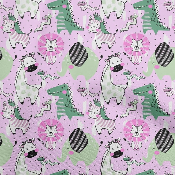 oneOoneVelvetPinkFabricKidsCutieAnimalQuiltingSuppliesPrintSewingFabricByTheYard58InchWide