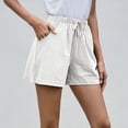 thumbnail image 6 of RYRJJ Womens Summer Pull On Shorts Casual Baggy Trendy Cotton Linen Short Pants Elastic Waist Drawstring Comfy Shorts(White,L), 6 of 8