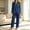 Navy, variant on Liuinsasek Women's Loungewear Pajama Set Fashion Solid Color Long Sleeve Button Lapel Top Elastic Waist Pants 2 Piece Set