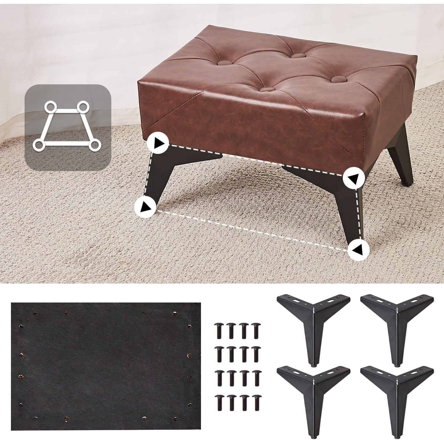 Soft Footrest Ottoman, Sofa Footstool Extra Seating for Living Room Entryway Bedroom Coffee
