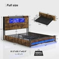 thumbnail image 2 of CSZZD LED Bed Frame Full Size with Storage Headboard & 4 Storage Drawers, Full Bed Frame with Outlets and USB Ports, Metal Platform Bed Full with LED Lights, No Box Spring Needed, Vintage Brown, 2 of 8