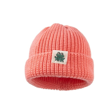 

QISIWOLE Baby Toddler Kids Boy Girl Solid Color Dome Cartoon Label Pullover Warm Knitted Hat Children Cute Hat clearance under 5