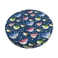 thumbnail image 2 of Xecao's Colorful Cartoon Shark Print Stool Covers offer stylish, washable protection for PU round bar stools, perfect for home or commercial use., 2 of 7
