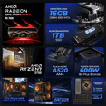 thumbnail image 3 of Computadora Gamer Completa Xtreme PC Gaming AMD Radeon RX 7600 Ryzen 7 5700 16GB SSD 1TB Monitor Curvo 27 180Hz Black experiencia de juego fluida en nivel medio, 3 of 6