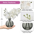thumbnail image 2 of White Orchids Artificial Flowers Faux Orchid Arrangement with Black Glass Vase Set of 2 Real Touch Phalaenopsis Orchid Flowers Orchid Centerpiece for Dining Room Table, 2 of 7