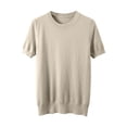 thumbnail image 4 of Landzoo Women'S Shirts Solid Color Short Sleeve Crew Neck T-Shirt Summer Loose Fit Women Tops Size L Beige, 4 of 4