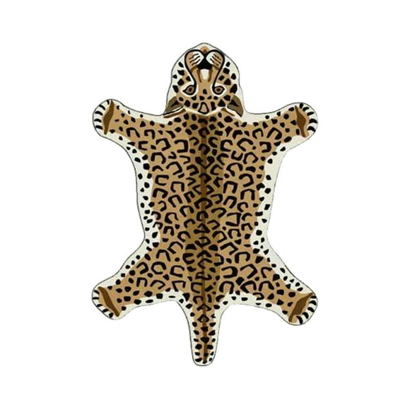 Sokhug Tiger Print Rug Cartoon Cute Faux Area Rugs Fluffy Lion Leopard Animal Print Mat Carpet Small Rugs for Playroom Room Home Decor 35x24in