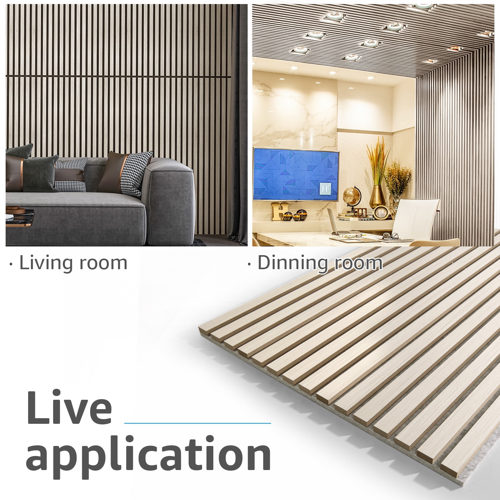 Art3d 3D Acoustic Wood Panels, White Elm, 23.6" x 47.2", MDF, 4-Pack