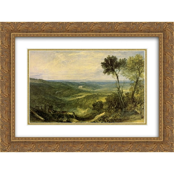 Joseph Mallord William Turner 2x Matted 24x20 Gold Ornate Framed Art Print 'The Vale of Ashburnham'