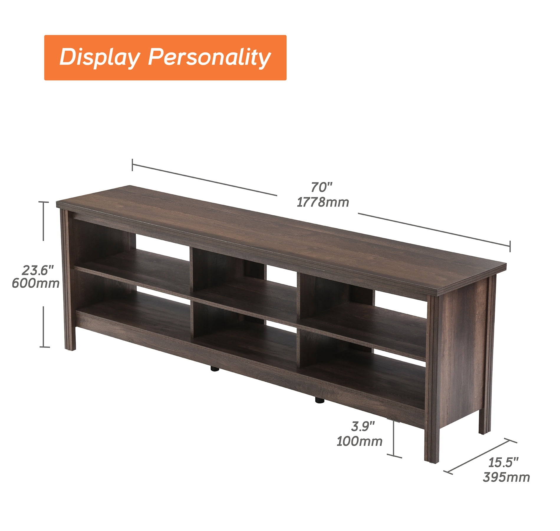 Wampat TV Stand for 75 inch TV Entertainment Center 70 inch Wood TV Console, Espresso
