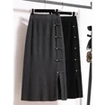 thumbnail image 2 of Falda de punto vintage elegante de cintura alta para mujer Otoño/Invierno 2024 Nuevo estilo Línea A con abertura lateral Moda femenina versátil, 2 of 5