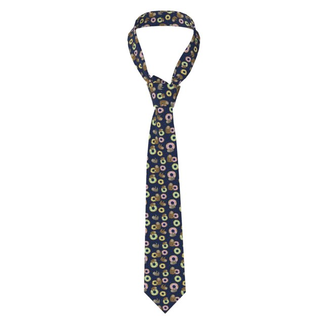 Fotbe Sloth with Donuts Corbata Clásica para Hombre con Estampado – Corbata de Seda Jacquard Tejida, para Negocios, Bodas y Eventos Formales
