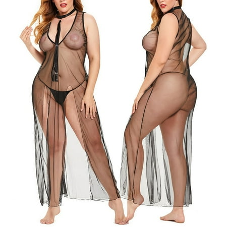 

New Ladies Lace Plus Size Pajamas Lace See-Through Temptation Nightdress Note Please Buy One Or Two Sizes Larger