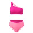 thumbnail image 3 of Gibobby Trajes de Natación para Mujer Traje de baño de un hombro para mujer Bikini de talle con patchwork de color sólido caramelo(Rosa caliente,G), 3 of 4