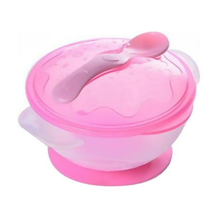 Masteelf Pink Suction Baby bowls with Spoon Made from PP Material for Stable Feeding 4.3 Inches
