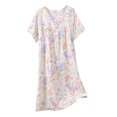 thumbnail image 1 of Chemise de Nuit pour Femmes, Manches Courtes à Col Rond Imprimé, Robe d'Allaitement, Rayonne Spandex Douce, Robe de Détente Longueur Genou, 1 of 5