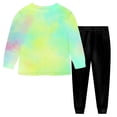 thumbnail image 5 of Nwiuh Girls 2 Piece Outfits Kids Clothes Sets Sweatsuit Tracksuit Jogger Print Long Sleeve Sweatshirts Sweatpants 2-9Y (Yellow, 5-6 Years), 5 of 7