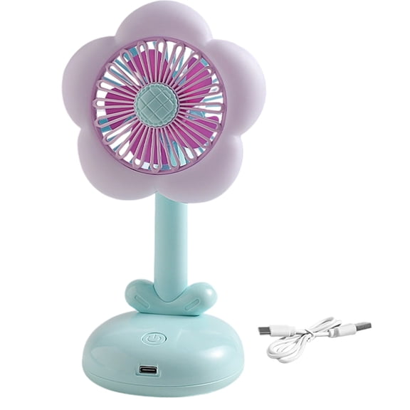 BotaniNest Personal Handheld Fan Desktop Mini USB Rechargeable Fan With LED Light Cute Flower Shaped Small Fan Adjustable 2 Speed Low Noise Personal Held Fans For Outdoor Travel Camping