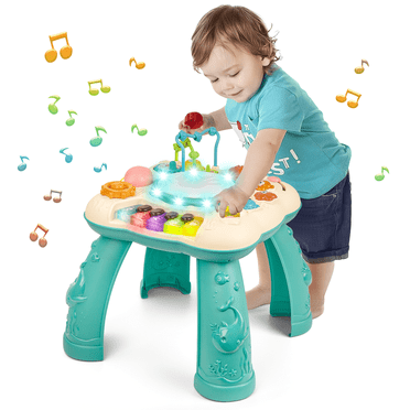 Infant Musical Learning Table, Toddler Activity Table Interactive Toys, Baby Busy Board Educational Learning Toy with Lights and Music, for 6 to 12-18 Months Boys Girls Preschool Gifts