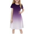 thumbnail image 3 of Teen Girls Dresses Short Sleeve Gradient Dress Casual Summer A-Line Sundress for Kids Soft & Breathable Fabric Ages 4-12 ,Sie:140, 3 of 7