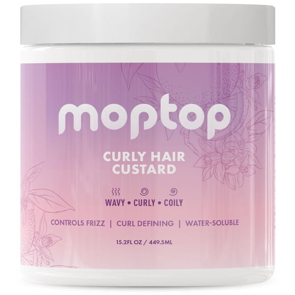 MopTop Curl Custard Gel para cabello fino, grueso, ondulado y rizado, hidratante antiencrespamiento, definidor de rizos y activador ligero con aloe, ideal para cabello seco, 16 oz.