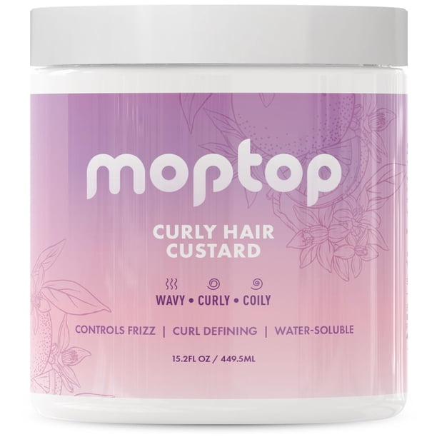 MopTop Curl Custard Gel para cabello fino, grueso, ondulado y rizado, hidratante antiencrespamiento, definidor de rizos y activador ligero con aloe, ideal para cabello seco, 16 oz.