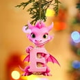 thumbnail image 5 of Holloyiver Personalized Pink Dinosaur Christmas Ornament, 26 Letters Hanging Pendant Ornaments, Plastic Initial Monogram Xmas Tree Decorations with Hanging Rope, Customized Funny Gift for Kids, 5 of 9