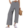 thumbnail image 2 of ShomPort Women's Casual Wide Leg Pants High Waisted Button down Straight Work Trousers with Pockets, 2 of 7