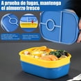 thumbnail image 4 of Caja Bento (1900ml), Lonchera box a prueba de fugas, 3 Compartimentos para Alimentos, Con Cuchillo, Tenedor y Cuchara, Apto para Microondas y Lavavajillas (Azul), 4 of 4