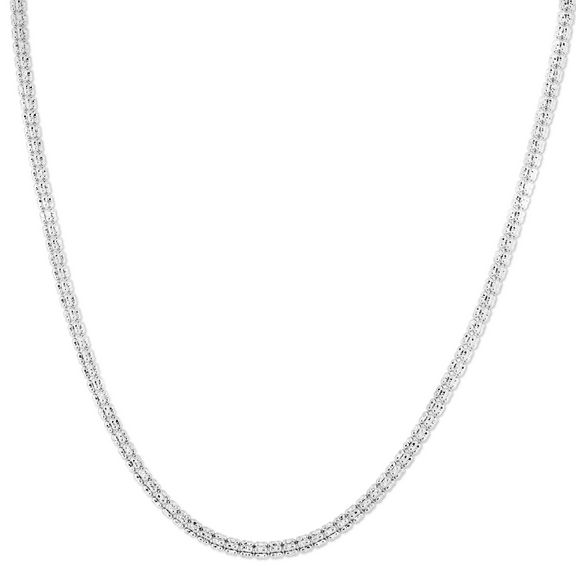 JewelStop 14K White Gold Diamond Cut/Textured Finish 3.14mm Fancy Ice Chain with Lobster Clasp - 24"