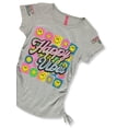 thumbnail image 2 of Cute 4 U Girls' 2-Piece Happy Vibes Bike Shorts Set Outfit Color: heather gray Size: 10 - 12, 2 of 3