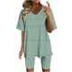 thumbnail image 1 of Blusas para las Mujeres Casual Impreso Cuello en V Manga Corta Blusa Pantalones Cortos, Conjuntos de Ropa para las Mujeres, 1 of 4