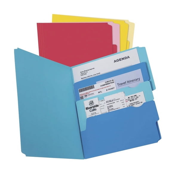 Pendaflex Divide-It-Up 3-Section File Folders, Letter Size, Assorted Colors, Pack of 24