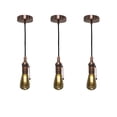 thumbnail image 3 of Royal Designs Vintage-Style Antique Copper Pull Chain Pendant Light Socket and Canopy with Brown Rayon Fabric Cord, Set of 4, 3 of 6