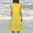 thumbnail image 5 of Zunfoe Summer Sleeveless Dress for Women Casual Ruffles Beach Dress Soft A-line Sundress for Vacation Holiday- Yellow, 5 of 7
