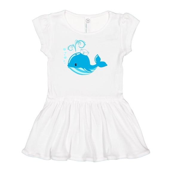 Inktastic Cute Blue Whale in Nautical Hat Girls Baby Dress