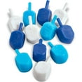 thumbnail image 2 of Zion Judaica Hanukkah Dreidels Multi Blues & White Hanukah Decor Medium Dridels Bulk Plastic Driedles Hebrew Letters and English Transliteration w/ Traditional Kids Chanukah Game Guide & Ziplock Bag, 2 of 5