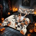thumbnail image 4 of Homewish Halloween Spooky Animal Full Size Bedding Sets, Checkered Flower Full Size Bed in a Bag, Black White Orange, Black Reversible 7pcs, 4 of 7