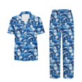 thumbnail image 5 of TSOVTHRID Dolphin Flower Glitter Print Pajama Set for Women Notch Collar Sleepwear with Long Pants Soft Lounge Set, Size XL, 5 of 7