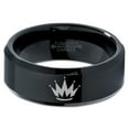 thumbnail image 2 of Tungsten Crown King Queen Heir Band Ring 8mm Men Women Comfort Fit Black Beveled Edge Polished, 2 of 4