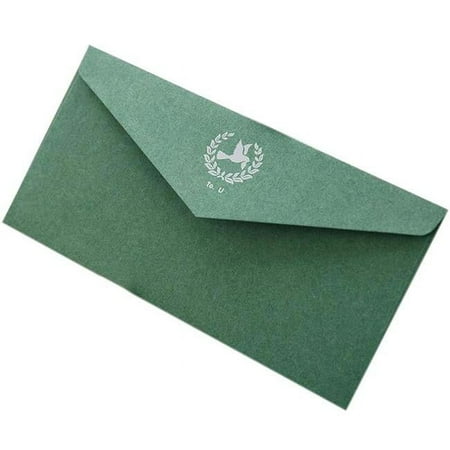Panda Superstore PS-OFF490804011-YAN01694 Retro Style Invitation Envelopes Bronzing Printing Greetings Cards, Green - 20 Piece