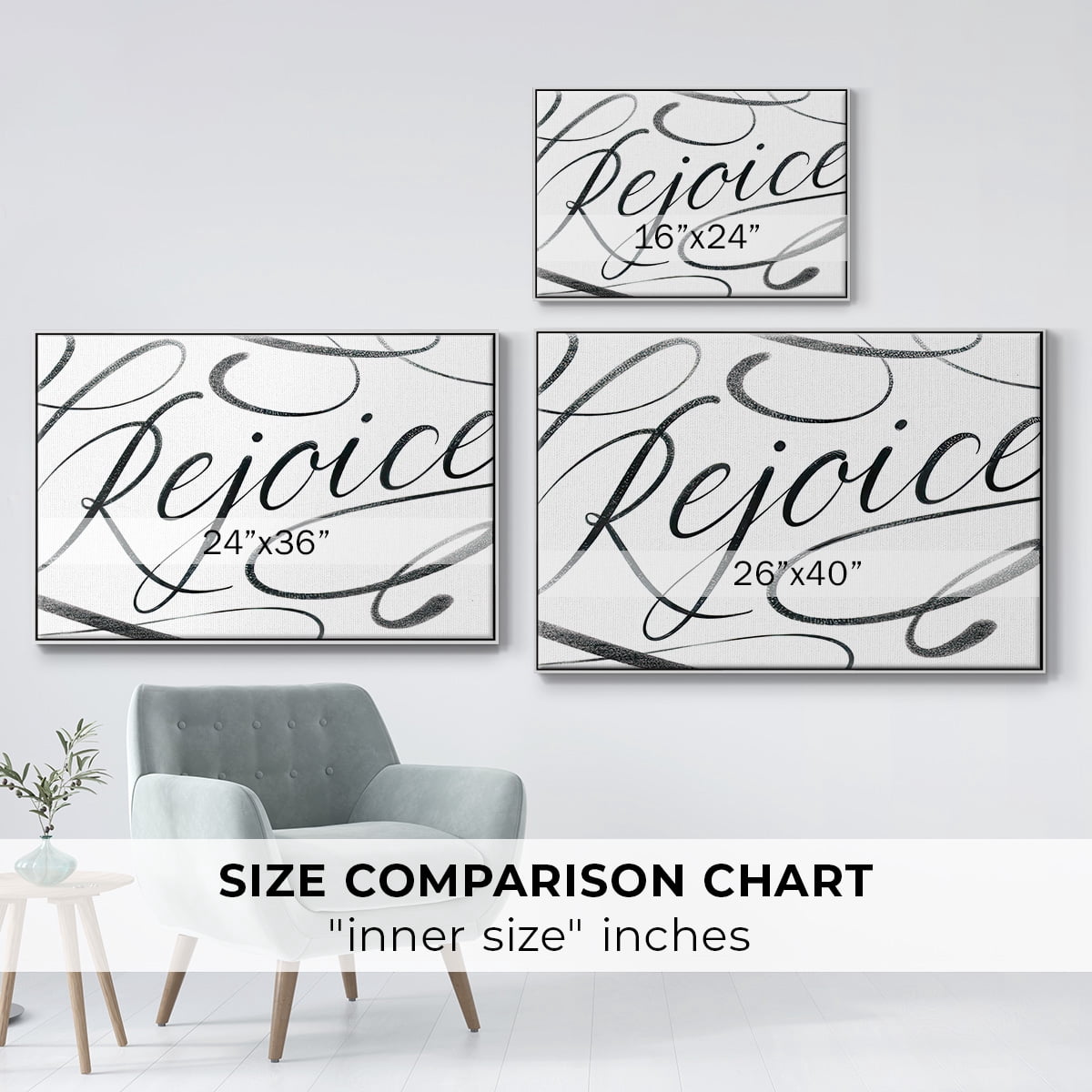 Rejoice - Framed Gallery Wrapped Holiday Canvas - 17 x 25 - White Frame