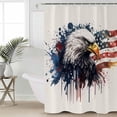 thumbnail image 4 of Shower Curtain Waterproof Shower Curtain for Bathroom,Bathtub,Shower, Independence Day Retro American Flag Graffiti Eagle Watercolor Shower Curtain Set with Hooks for Home Decoration 72x72 Inch, 4 of 6