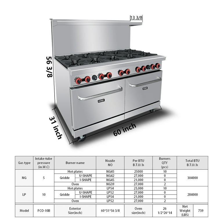 Cooking Performance Group S60-L Liquid Propane 10 Burner 60 Range