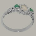thumbnail image 4 of LBG British Made Solid 14k White Gold ring with Natural Opal & Emerald Womens Engagement Ring - 33 size options - Size 9.75, 4 of 9