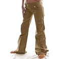 thumbnail image 2 of XFLWAM Women's High Waist Cargo Pants Casual Wide Leg Straight Pants Combat Trouser with Multi-Pockets Khaki XXL, 2 of 6