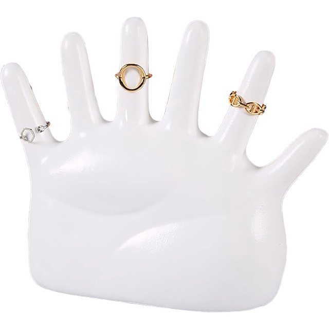 Rings Hand Holder, Hand Jewelry Holder, Wooden Hand Form Jewelry Display Jewelry Holder, All Round Display,Fade Resistant Exquisite Hand Jewelry Display Stand,for Bracelets Watches, Rings(White)